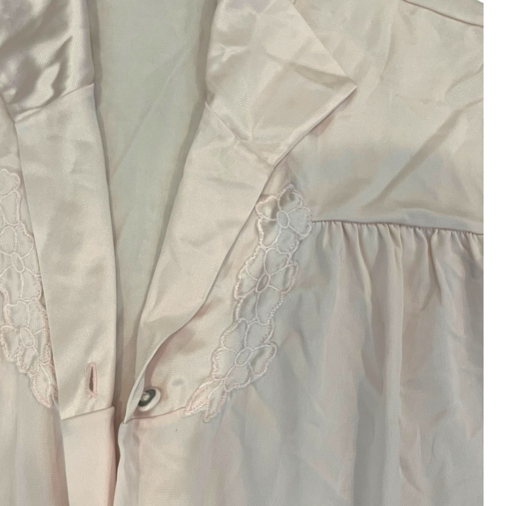 Vintage Vanity Fair Women's XL Silky Robe Light Pink Button Sleepwear Floral - Picture 2 of 6
